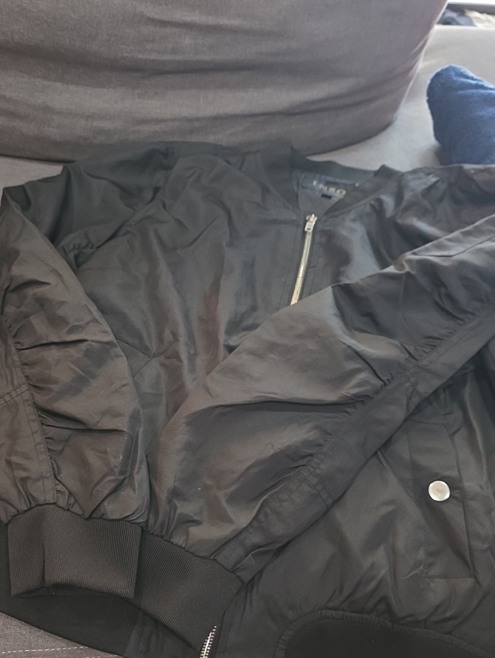 Black Women's Bomber Jacket with Zip Front